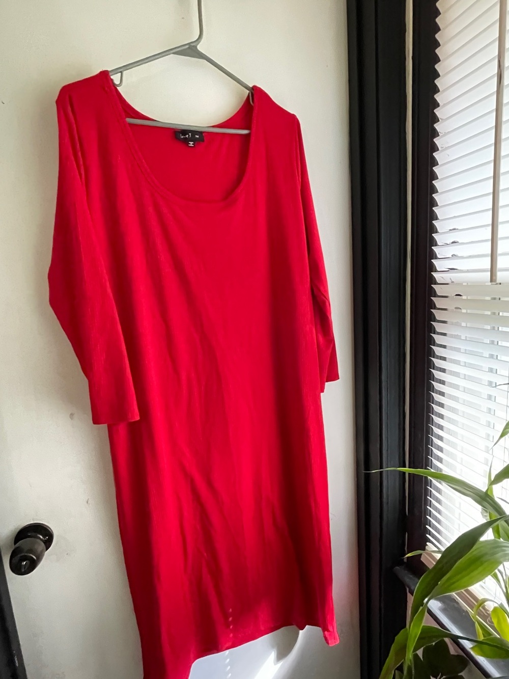 love J Bright Red Ribbed Scoop Tank